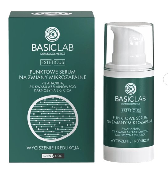 BasicLab BASICLAB Esteticus Punktowe serum na zmiany mikrozapalne z 7% AHA/BHA 15 ml — Składniki i ocena