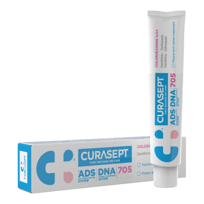 Curasept CURASEPT ADS DNA 705 75ml - pasta do zębów w żelu z chlorheksydyną 0.05% i dodatkiem fluoru — Składniki i ocena