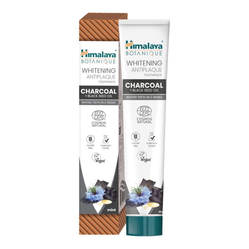 HIMALAYA HIMALAYA Botanique Whitening Antiplaque CHARCOAL 75g - czarna pasta do zębów z aktywnym węglem i olejem z czarnuszki — Składniki i ocena