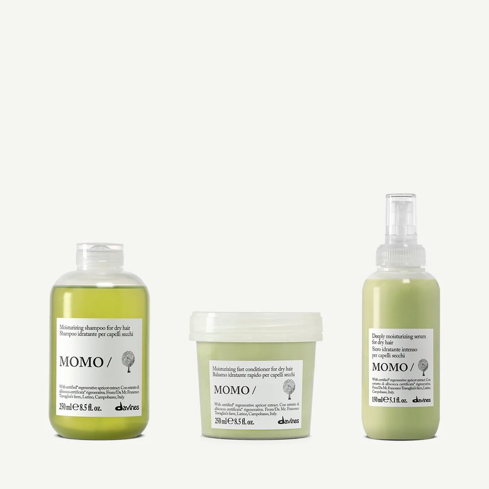 Davines Davines zestaw nawilżający włosy MOMO - szampon, odżywka, serum do włosów — Składniki i ocena
