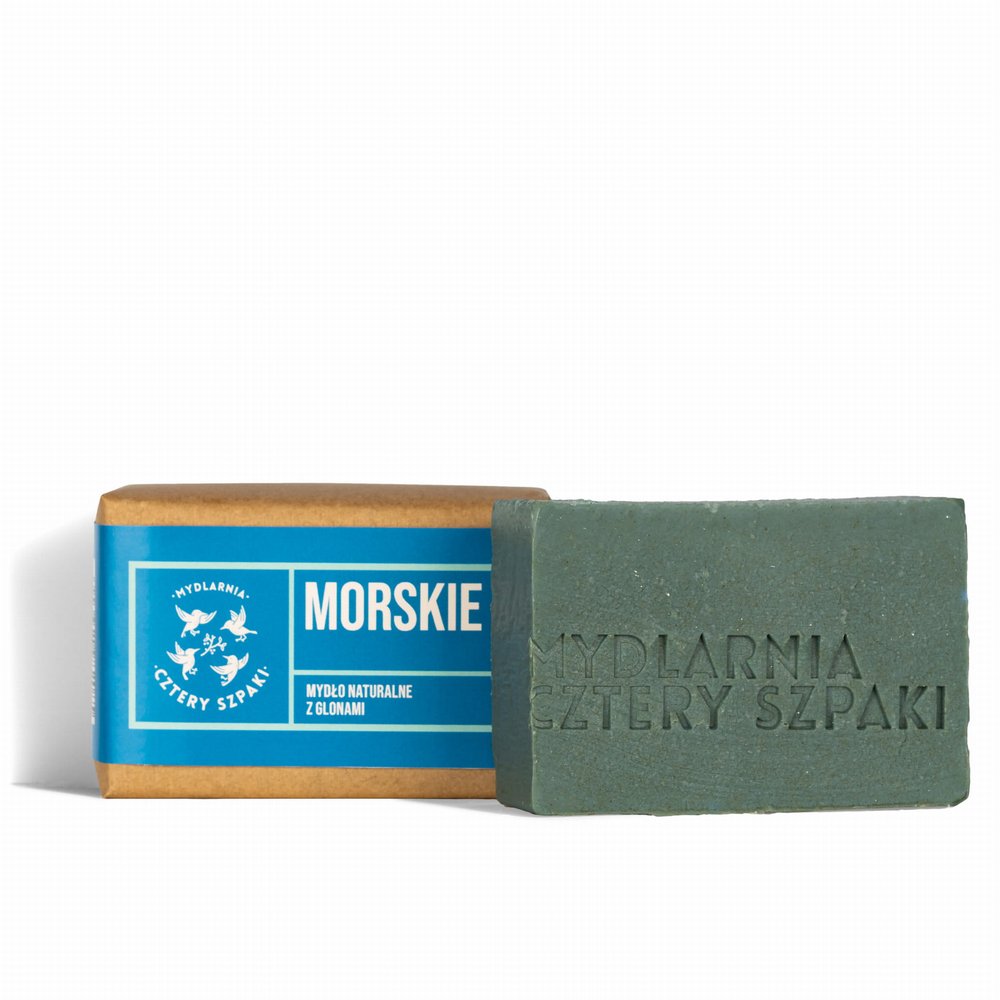 Nieznana Naturalne mydło w kostce - Morskie z algami, Cztery Szpaki, 110 g