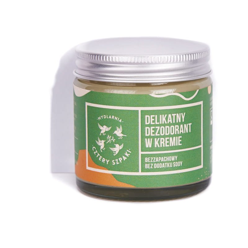 Nieznana Naturalny delikatny dezodorant w kremie - bezzapachowy bez sody, Cztery Szpaki, 60 ml