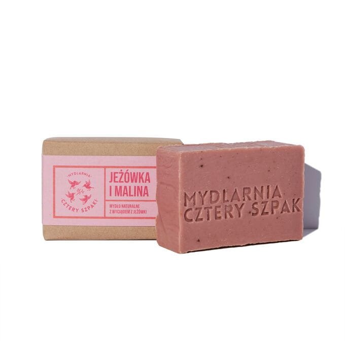 Nieznana Jeżówka i malina - naturalne mydło peelingujące w kostce, Cztery Szpaki, 110 g