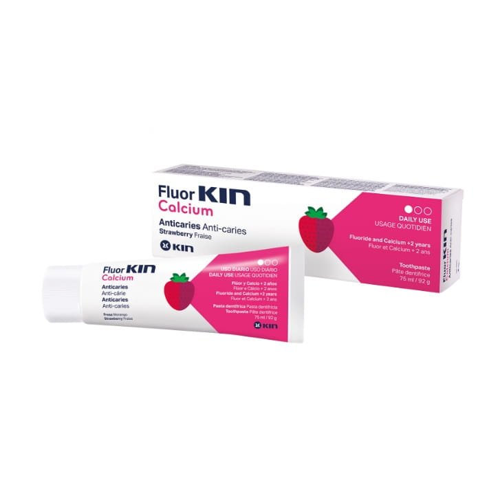 KIN KIN FluorKIN Calcium pasta do zębów dla dzieci, o smaku soczystej truskawki -   75ml — Składniki i ocena