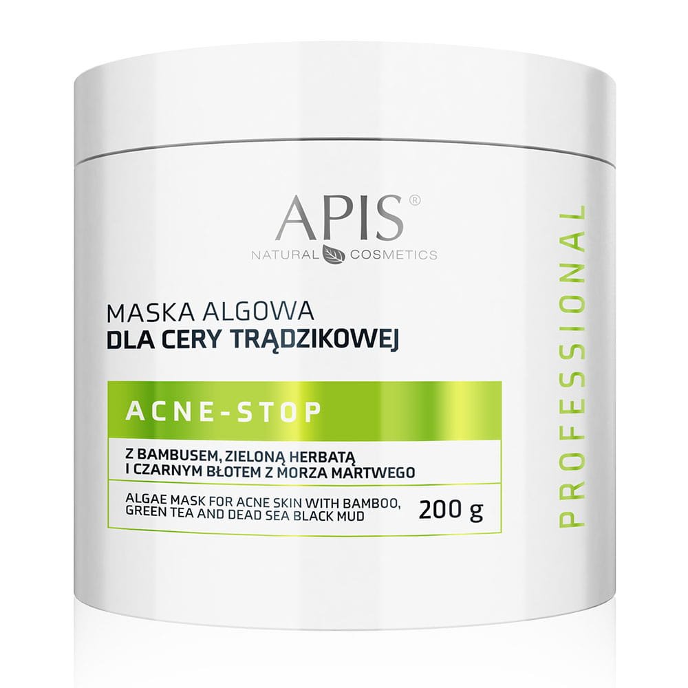 Apis APIS Acne-stop Maska algowa dla cery trądzikowej z bambusem, zieloną herbatą i czarnym błotem z Morza Martwego 200 g