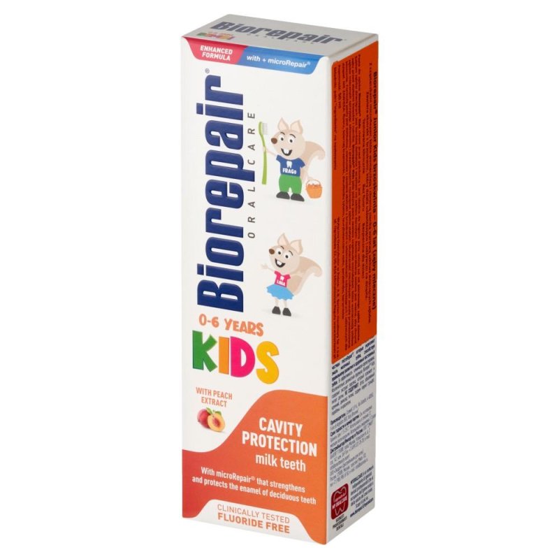 BIOREPAIR BIOREPAIR Kids 50ml - wzmacniająco-ochronna pasta do zębów mlecznych o smaku brzoskwini — Składniki i ocena