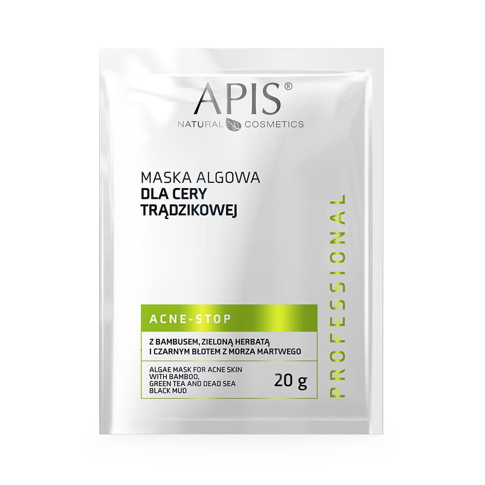 Apis APIS Acne-stop Maska algowa dla cery trądzikowej z bambusem, zieloną herbatą i czarnym błotem z Morza Martwego 20g — Składniki i ocena