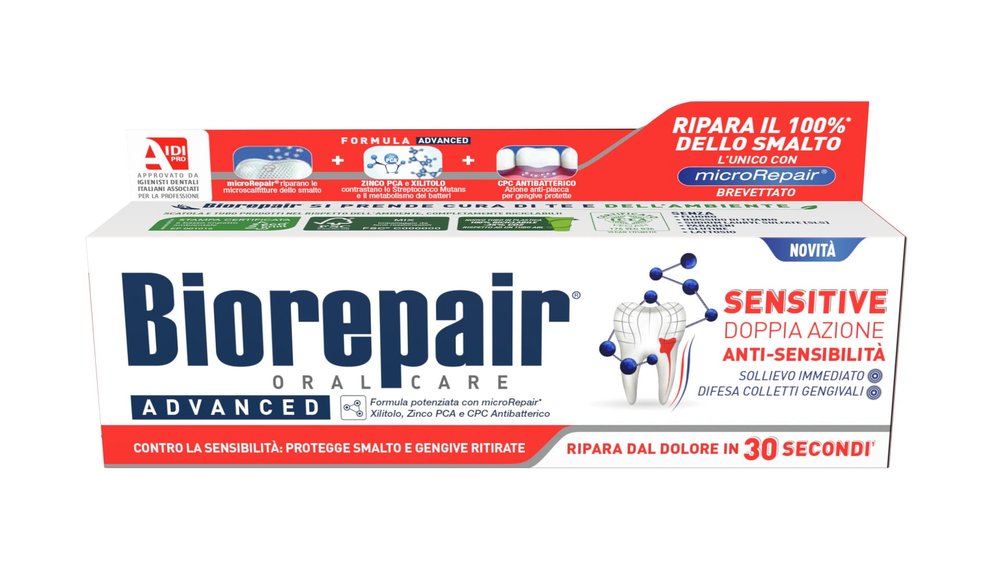 BIOREPAIR Biorepair Sensitive ADVANCE 75ml - pasta o podwójnym działaniu przeciw nadwrażliwości zębowej — Składniki i ocena