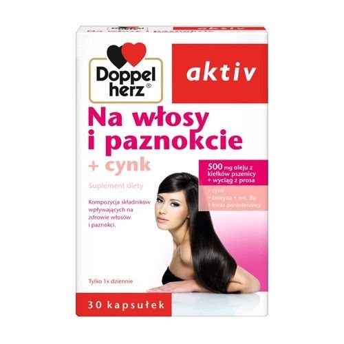 Doppelherz Doppelherz aktiv Na włosy i paznokcie + cynk kapsułki 30 szt. — Składniki i ocena