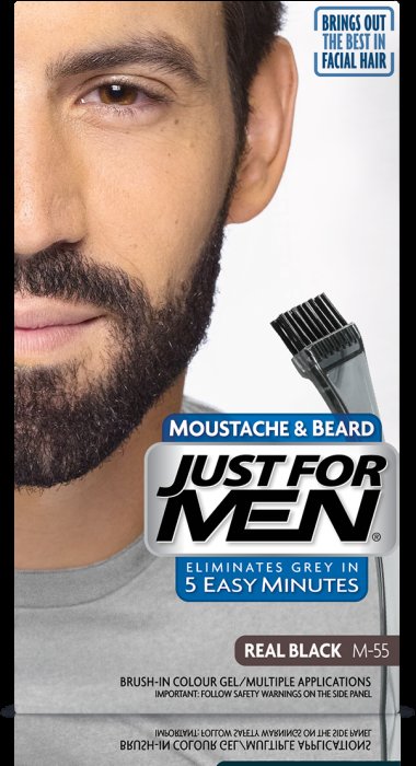 Just For Men Just For Men M-55 NATURALNA CZERŃ (europejska) Odsiwiacz, Żel broda,wąsy,baki 2x14,2g — Składniki i ocena