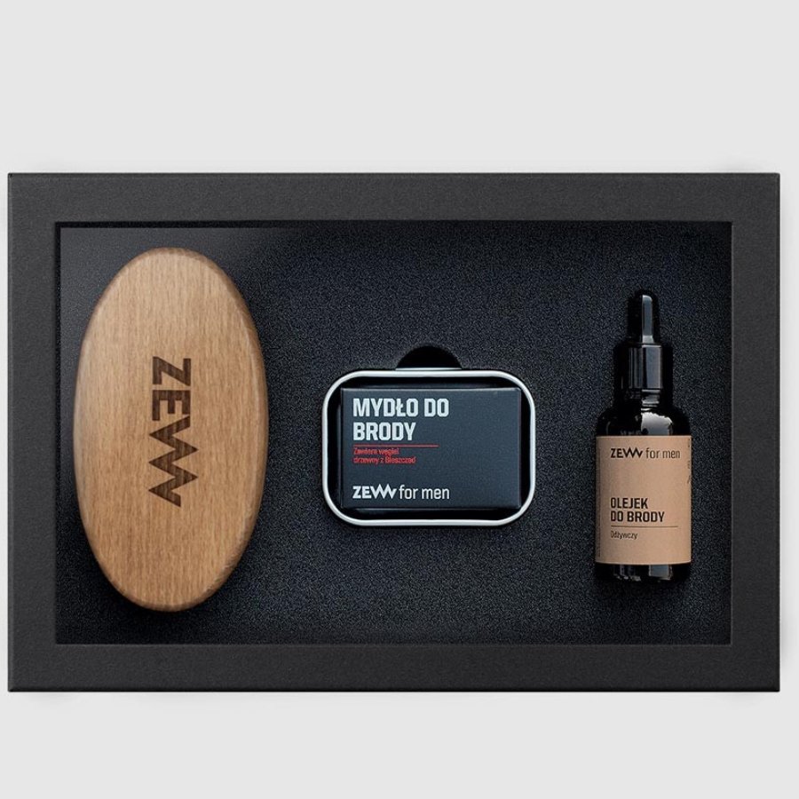 ZEW for Men Zew for Men Zestaw Prosty Drwal Olejek do brody 30ml, Mydło do brody 80ml, Mydelniczka, Kartacz — Składniki i ocena