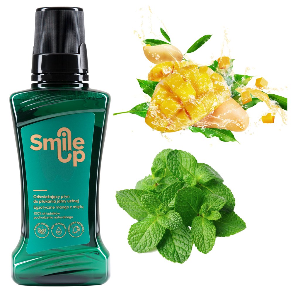 Nieznana SMILE UP Płyn do płukania Jamy Ustnej 250ml Mango Mięta NATURALNY 100% — Składniki i ocena