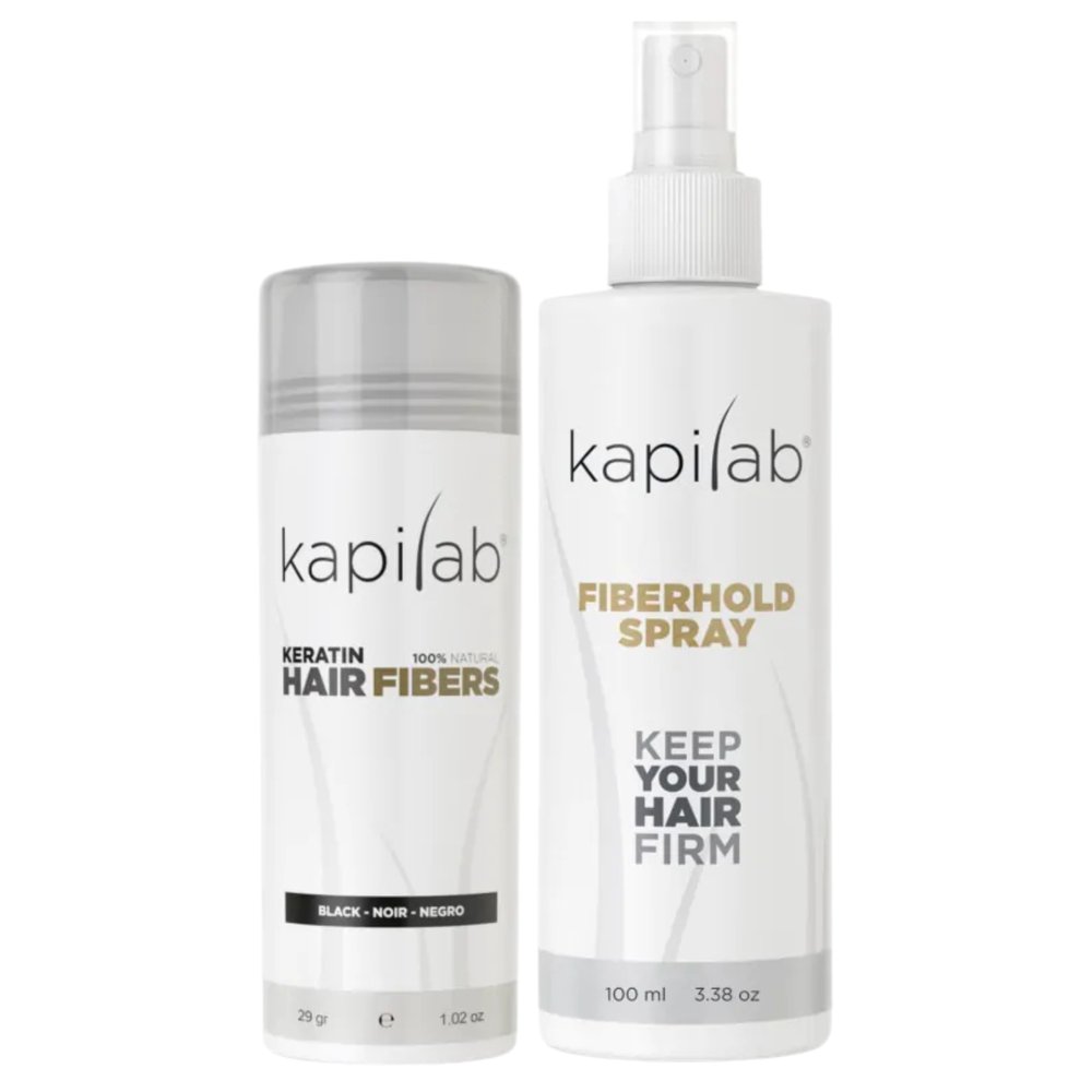Nieznana Kapilab Zestaw Mikrowłókna Keratynowe do Zagęszczania Włosów 29g + Fiberhold Spray 100ml — Składniki i ocena
