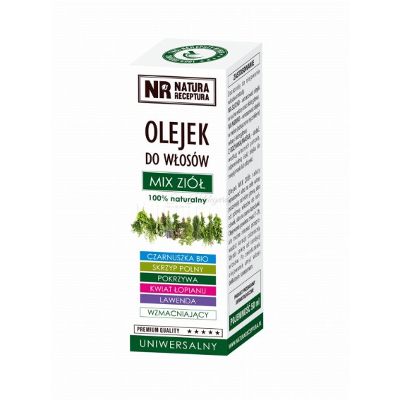 Natura Receptura s.c. NATURA RECEPTURA Olejek do włosów mix ziół 50 ml — Składniki i ocena