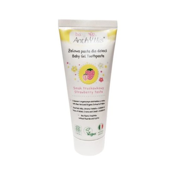 Pierpaoli Anthyllis Baby Pasta truskawkowa do zębów dla dzieci od pierwszego ząbka z aloesem i malwą 75 ml 8002849910191 — Składniki i ocena