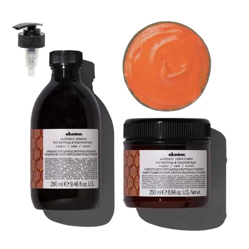 Davines Davines Alchemic Copper zestaw - szampon 280ml z dozownikiem + odżywka 250ml