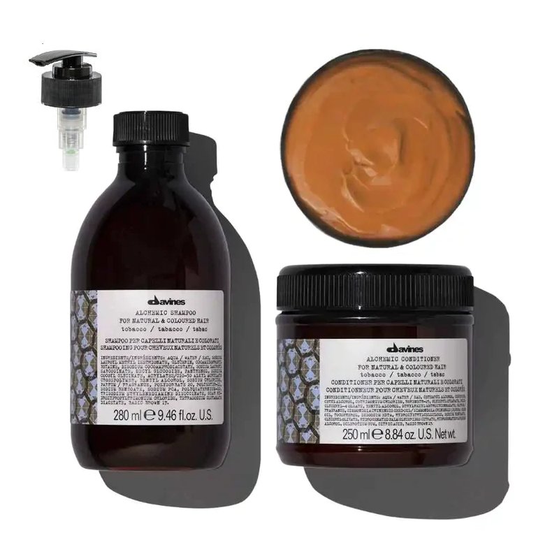 Davines Davines Alchemic Tobacco zestaw - szampon 280ml z dozownikiem + odżywka 250ml