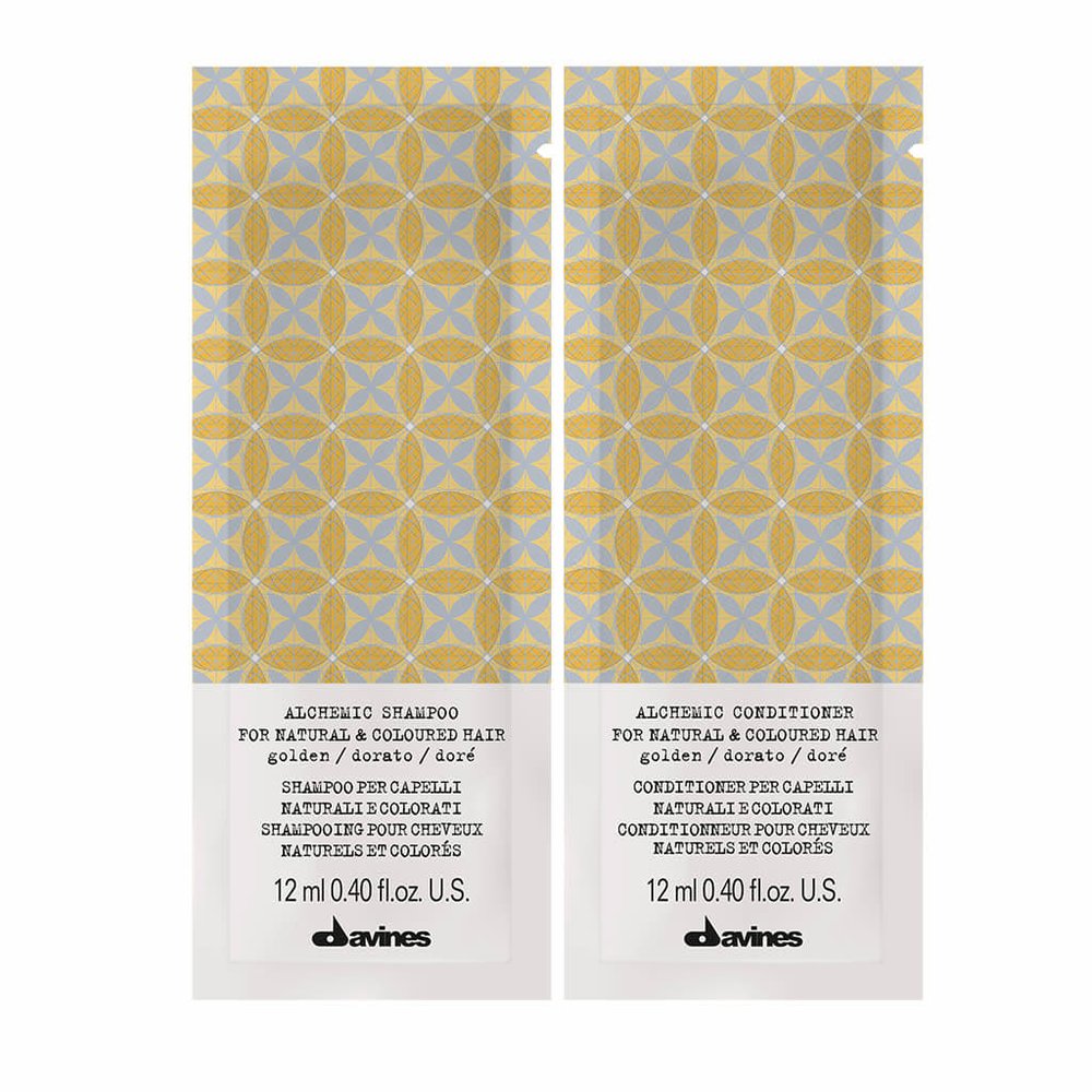 Davines Davines Alchemic Golden zestaw saszetek - szampon 12 ml odżywka 12 ml