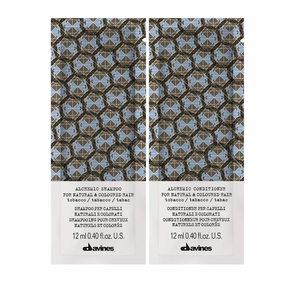 Davines Davines Alchemic Tobacco zestaw saszetek - szampon 12 ml odżywka 12 ml