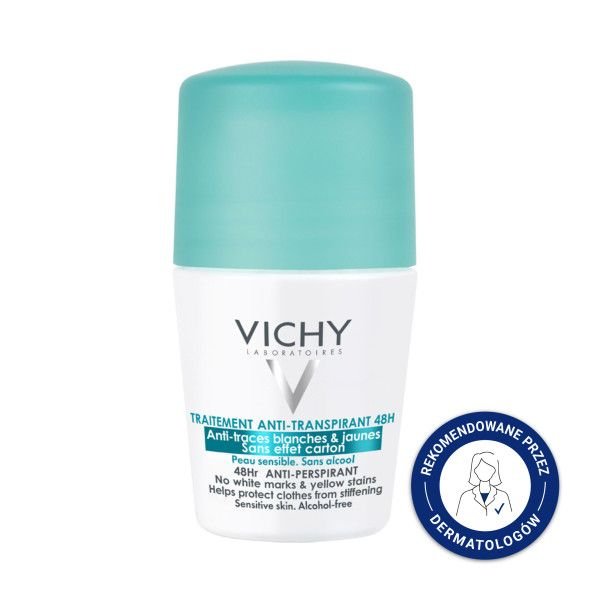Nieznana Vichy, antyperspirant w kulce 48h, przeciw śladom na ubraniach, 50 ml