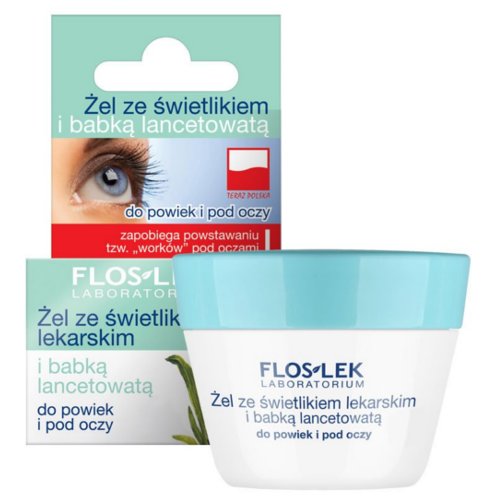 FLOS-LEK Flos-Lek Laboratorium Pielęgnacja Oczu, żel ze świetlikiem lekarskim i babką lancetowatą do powiek i pod oczy, 10 g — Składniki i ocena