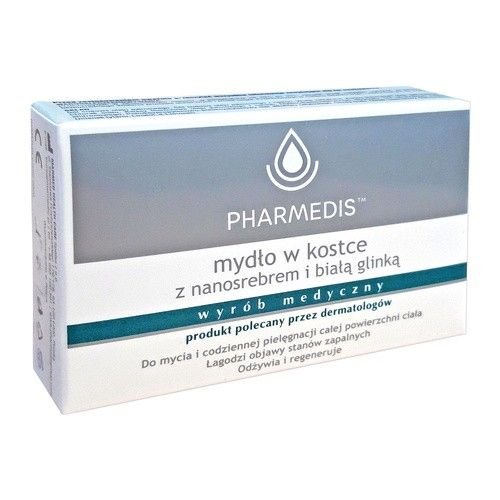 Pharmedis Pharmedis Kropla Zdrowia, mydło w kostce z nanosrebrem i białą glinką, 100 g — Składniki i ocena