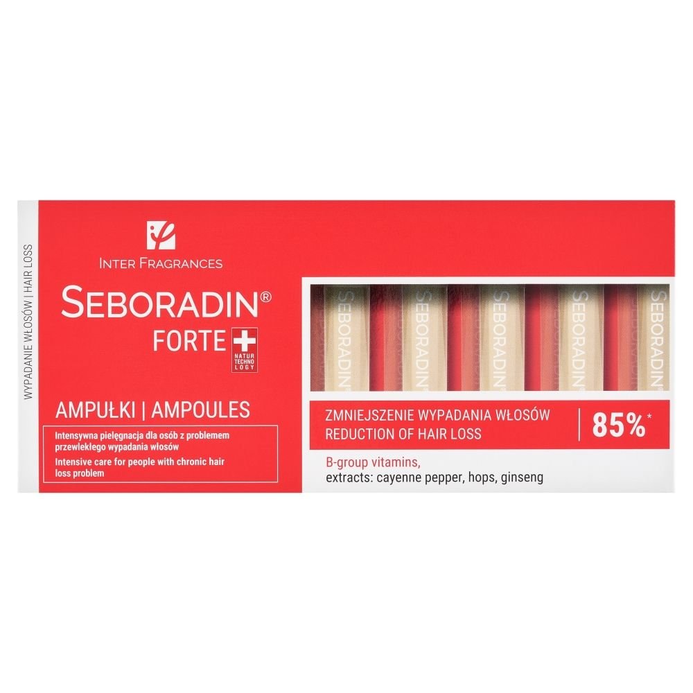 SEBORADIN Seboradin Forte, ampułki przeciw wypadaniu włosów, 14 x 5,5 ml — Składniki i ocena