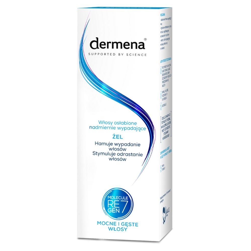 DERMENA Dermena Hair Care, żel hamujący wypadanie włosów, 150 ml (butelka + dozownik) — Składniki i ocena