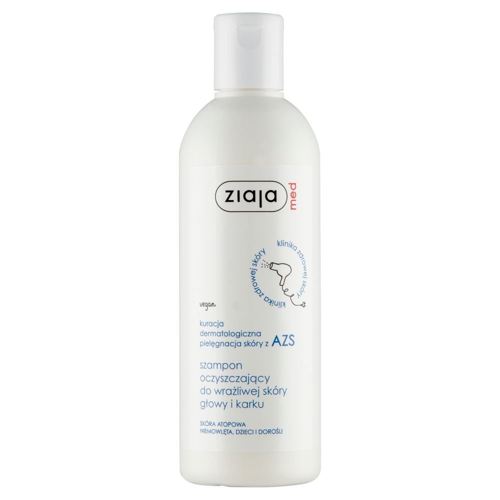 ZIAJA Ziaja Med, Kuracja Dermatologiczna skóry z AZS, szampon oczyszczający do wrażliwej skóry głowy, 300 ml — Składniki i ocena