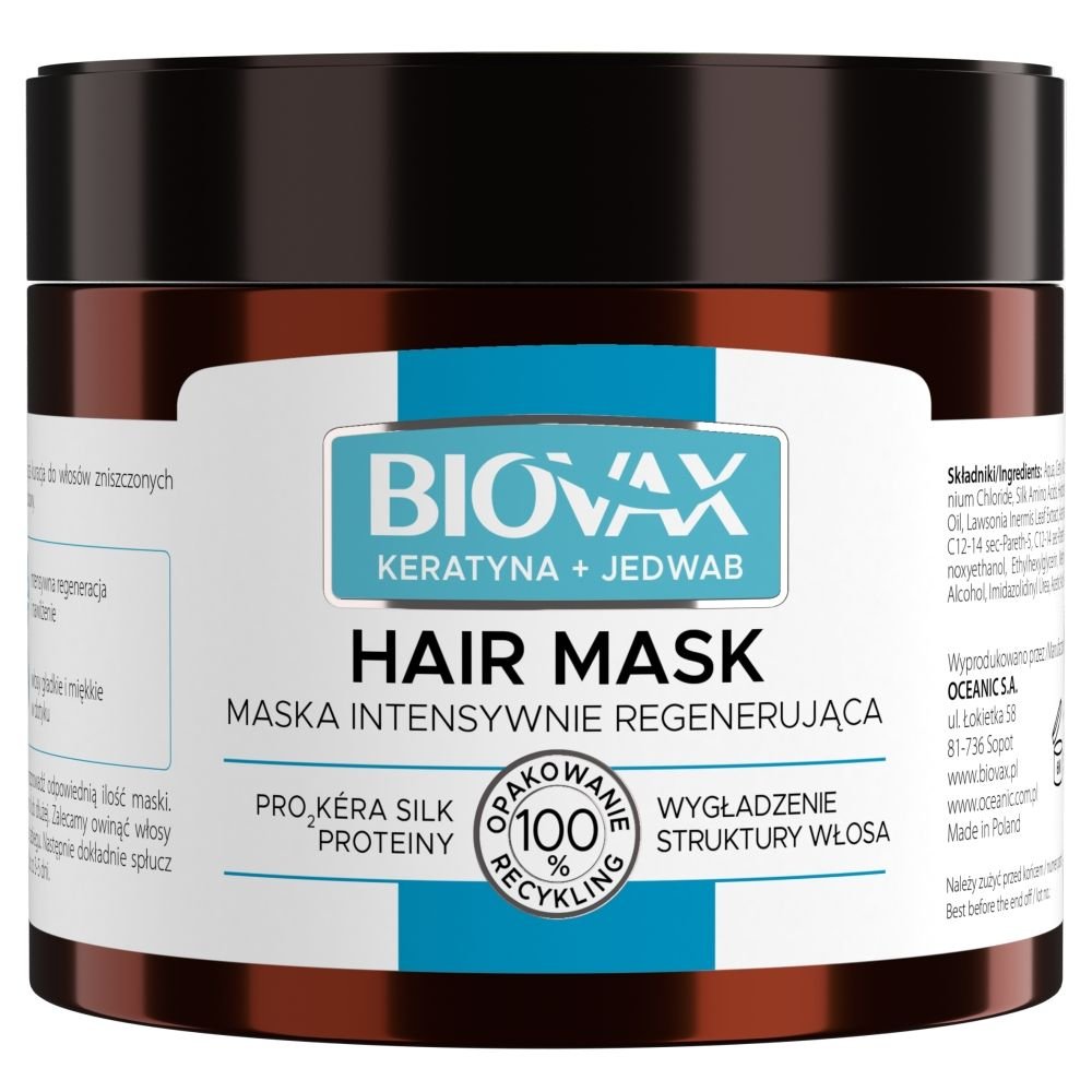 BIOVAX Biovax Keratyna+Jedwab, maska do włosów przesuszonych, puszących się, 250 ml — Składniki i ocena