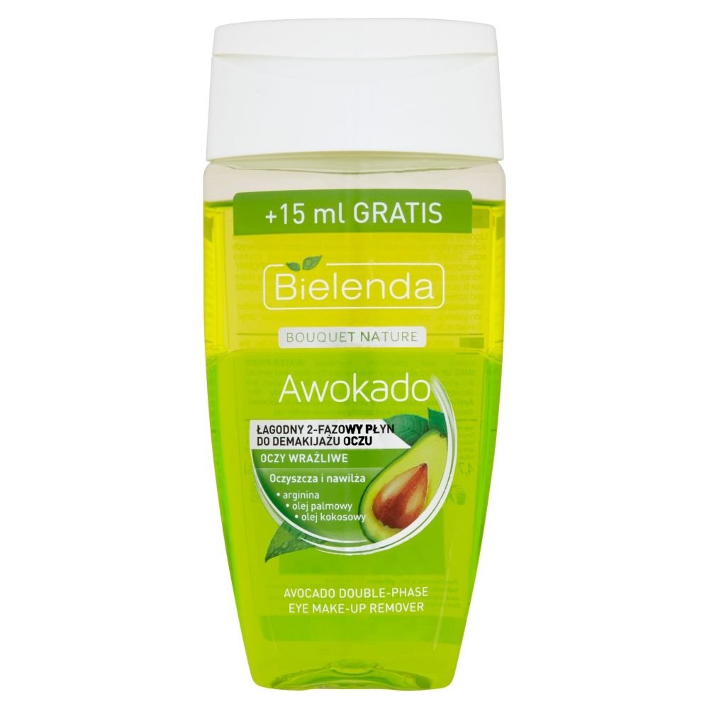 Bielenda Bielenda Bouquet Nature Awokado, Łagodny 2-fazowy płyn do demakijażu oczu, 140 ml