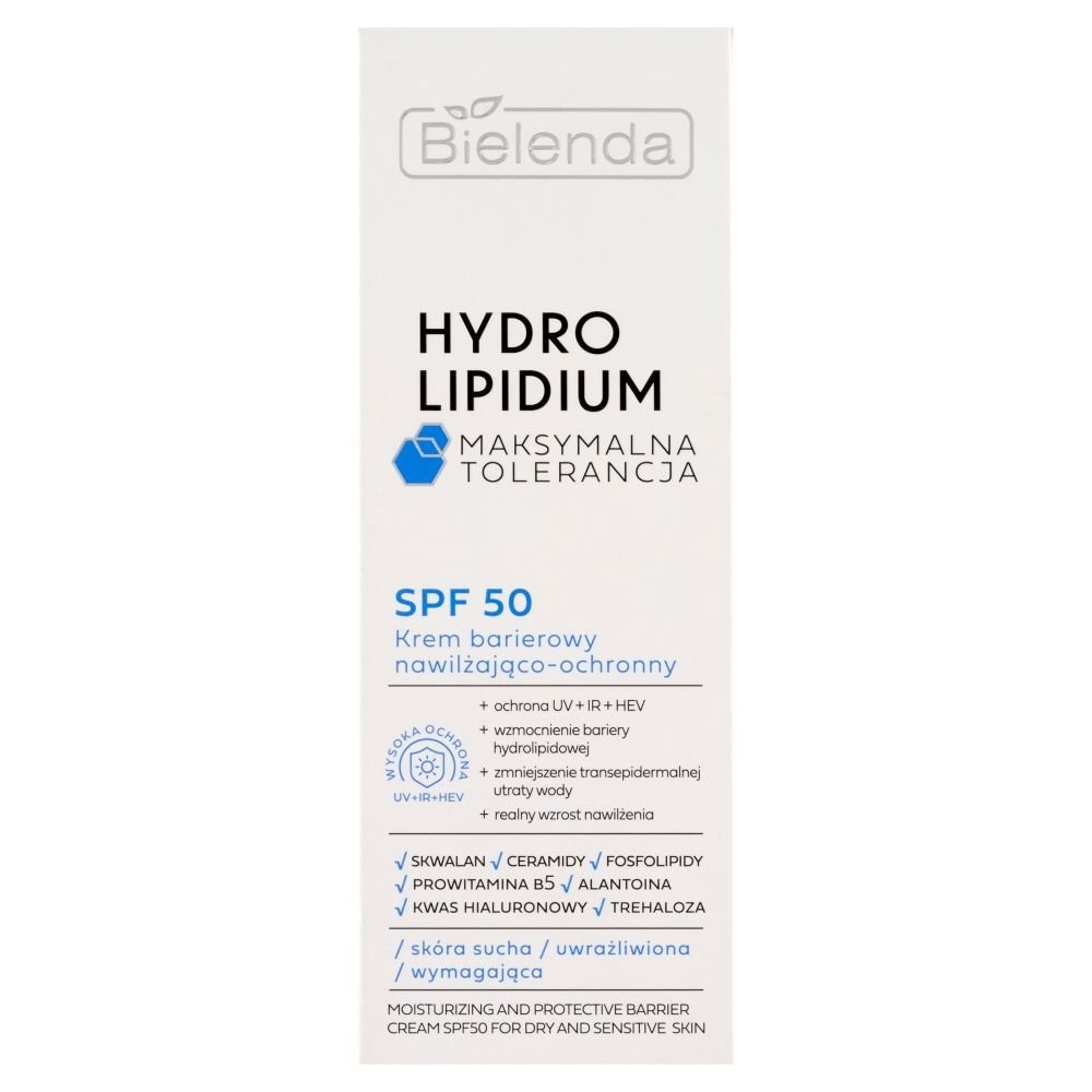 Bielenda Bielenda Hydro Lipidium, Krem barierowy nawilżająco-ochronny SPF50, 30 ml — Składniki i ocena