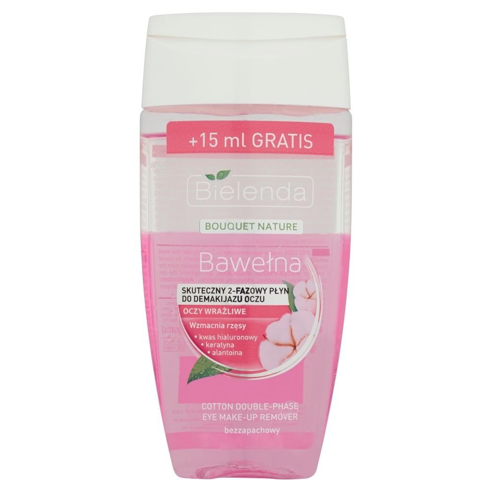 Bielenda Bielenda Bouquet Nature Bawełna, Skuteczny 2-fazowy płyn do demakijażu oczu, 140 ml