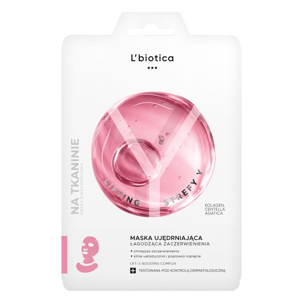 L'BIOTICA L'Biotica Lifting Strefy Y, maska do twarzy ujędrniająca, łagodząca zaczerwienienia, 1 szt.