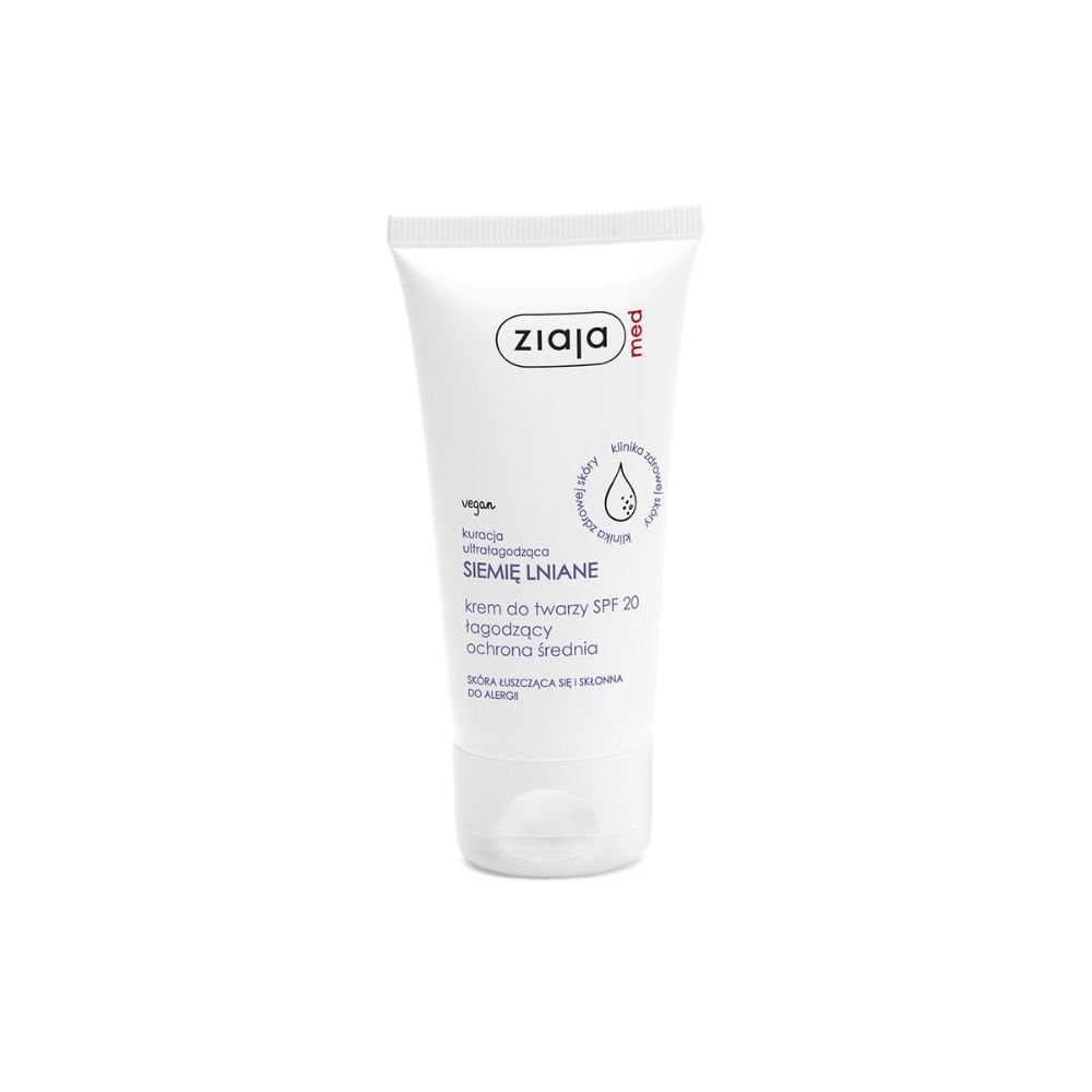 ZIAJA Ziaja Med Siemię Lniane, łagodzący krem do twarzy, ochrona średnia SPF 20, 50 ml — Składniki i ocena