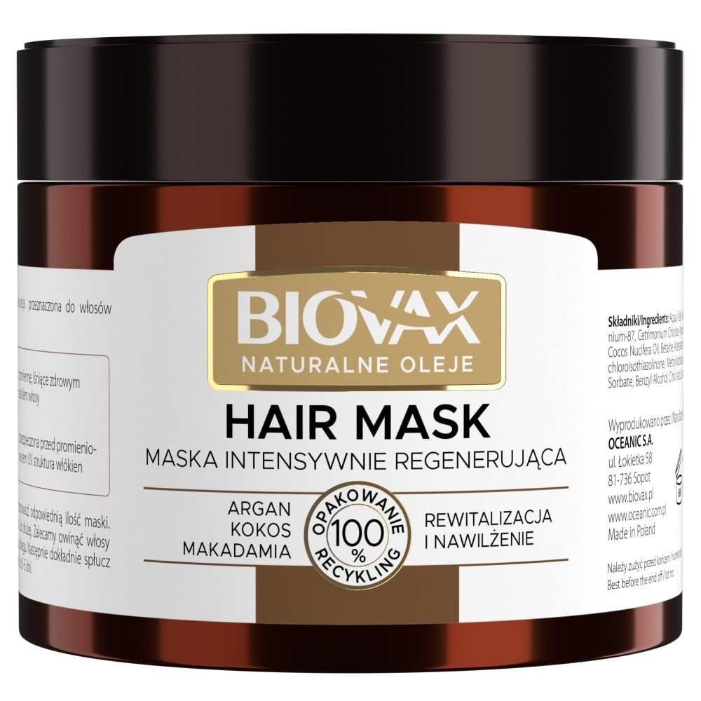 BIOVAX Biovax Argan, Kokos, Makadamia, maska intensywnie regenerująca, 250 ml