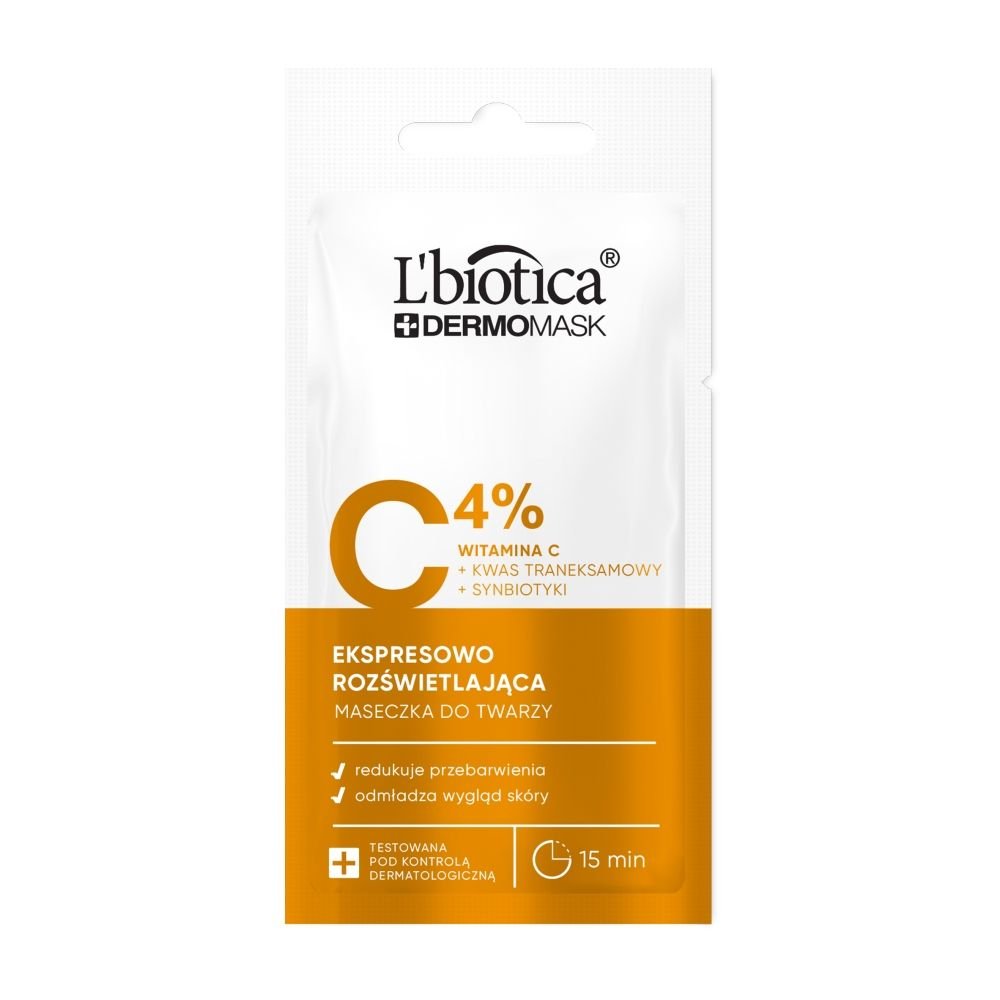 L'BIOTICA L'biotica Dermomask, ekspresowo rozświetlająca maska z witaminą C, 8ml