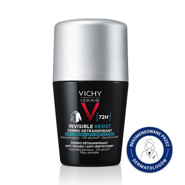 VICHY Vichy Homme Invisible Resist 72 h, antyperspirant przeciw śladom, 50 ml — Składniki i ocena