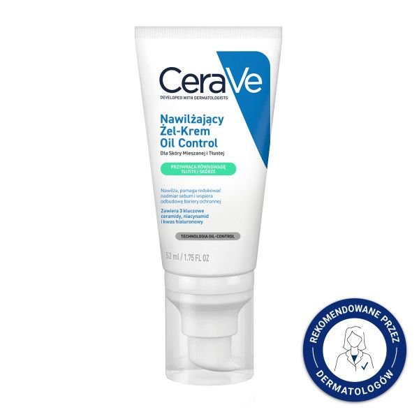 CERAVE CeraVe Oil Control, nawilżający żel-krem, skóra mieszana, tłusta, 52 ml — Składniki i ocena