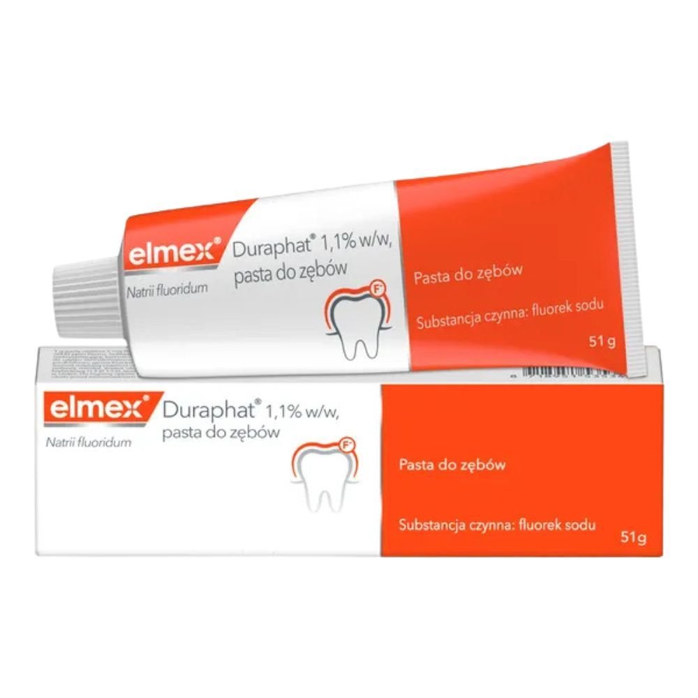 Elmex elmex Duraphat, 1,1% w/w, pasta do zębów, 1 tuba 51 g — Składniki i ocena