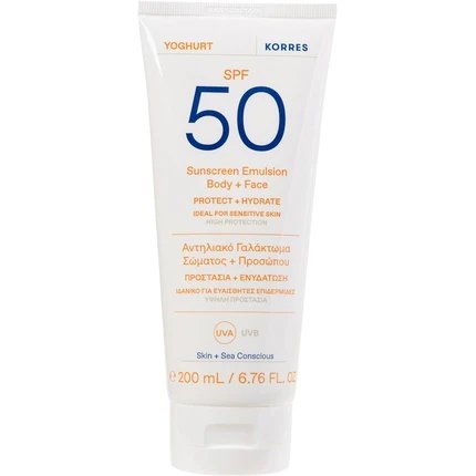 KORRES Korres Yoghurt Sunscreen Emulsion Body + Face SPF50 - Emulsja ochronna z filtrem do twarzy i ciała 200ml